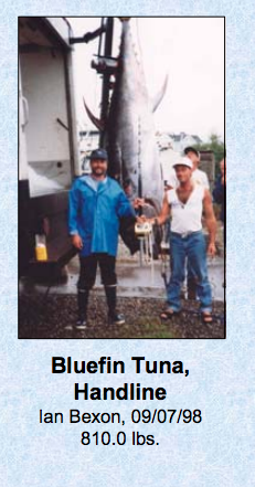 Maine handline state record bluefin tuna, Ian Bexon 09:07:1998