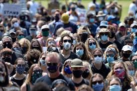 Crowd Wearing Surgical Masks